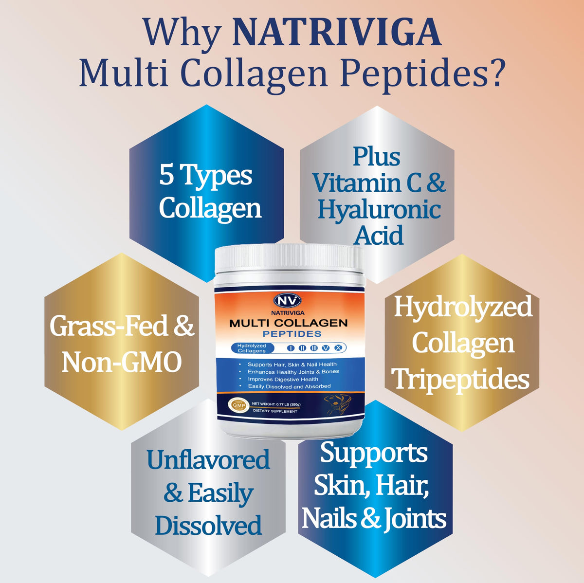 NATRIVIGA Poudre de Collagène Multi Peptides en poudre
