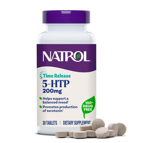 Natrol 5-HTP 200 mg comprimés à libération prolongée vue de face