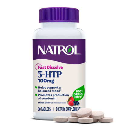 Natrol 5-HTP comprimés à dissolution rapide vue de face