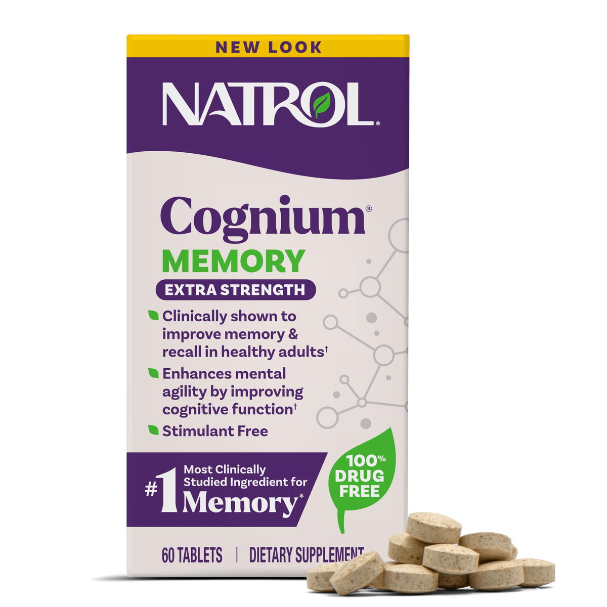 Natrol Cognium Mémoire Force Supérieure 60 comprimés - vue de face