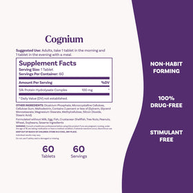 Natrol Cognium Memory sur une table avec d'autres compléments alimentaires