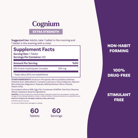 Natrol Cognium vue de dessus montrant le dosage recommandé