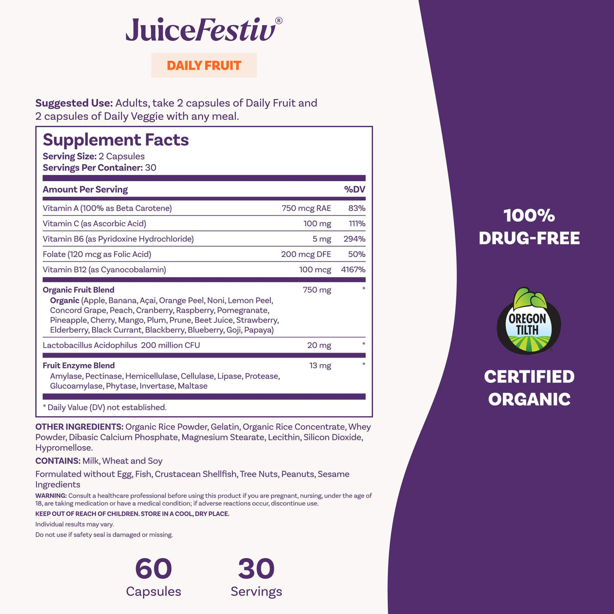 Natrol JuiceFestiv capsules sur une table