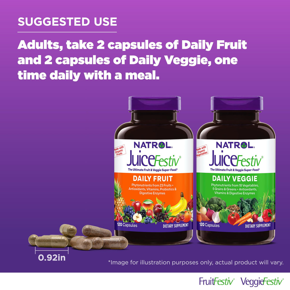 Natrol JuiceFestiv gélules avec verre d'eau