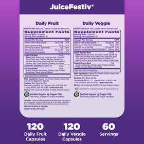 Natrol JuiceFestiv gélules bio sur une table en bois