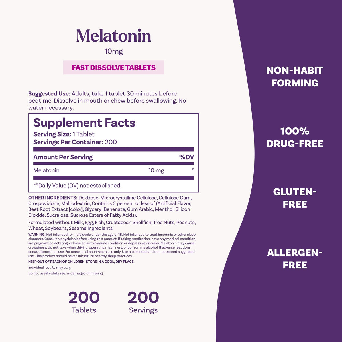 Natrol Melatonin 10 mg comprimés dissolvants fraise - présentation avec un verre d'eau