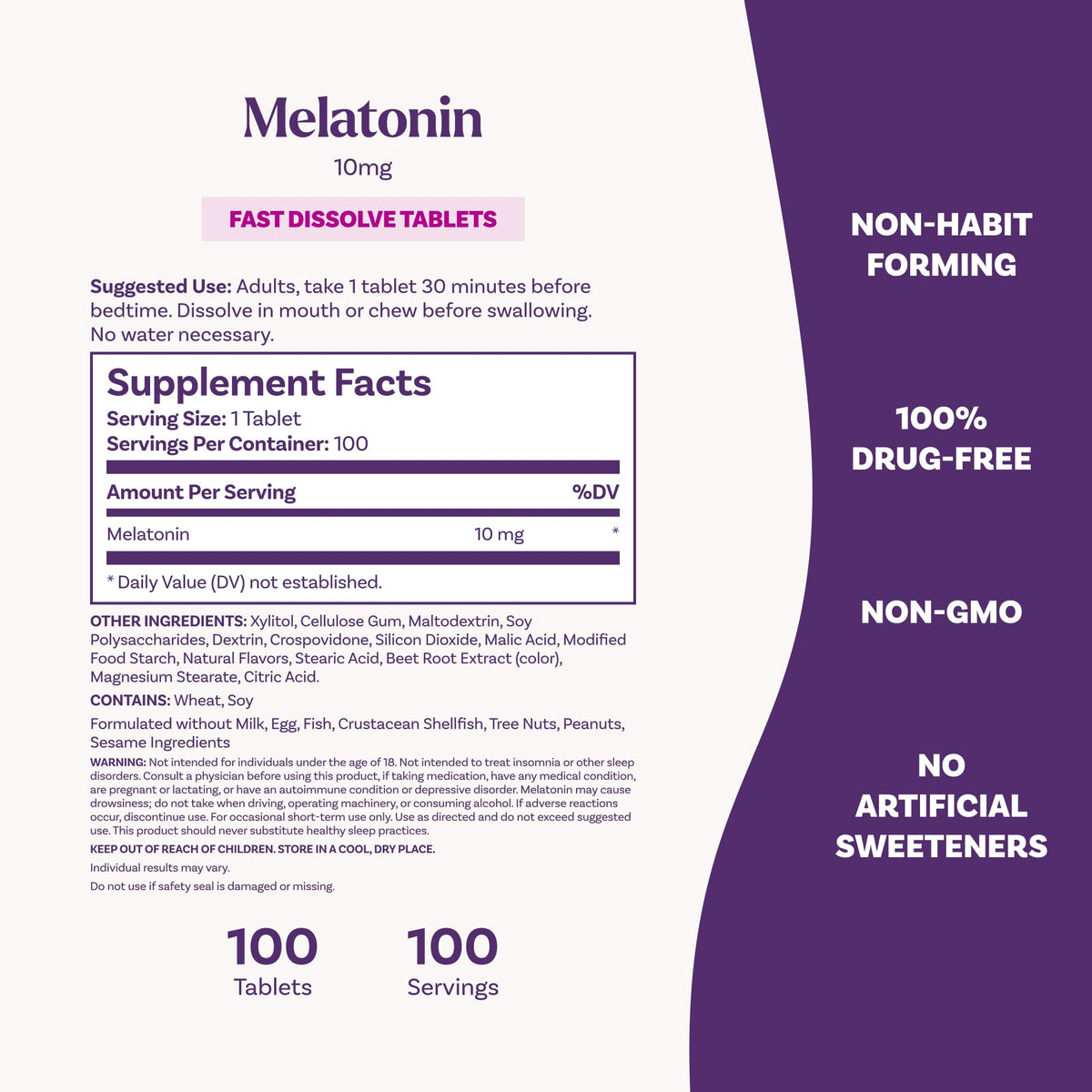 Natrol Melatonine 10 mg comprimés avec une tasse de thé