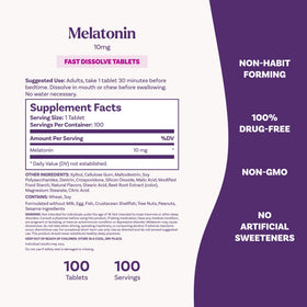 Natrol Melatonine 10 mg comprimés avec une tasse de thé