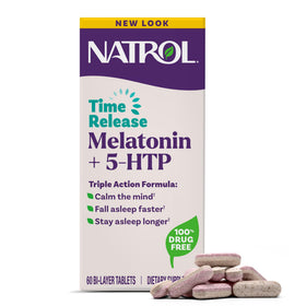 Natrol Mélatonine + 5-HTP boîte de 60 comprimés vue de face