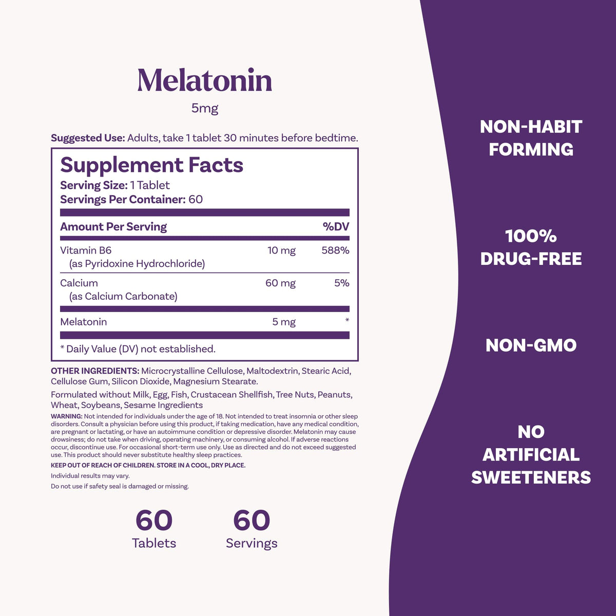 Natrol Melatonine 5 mg, comprimés en main