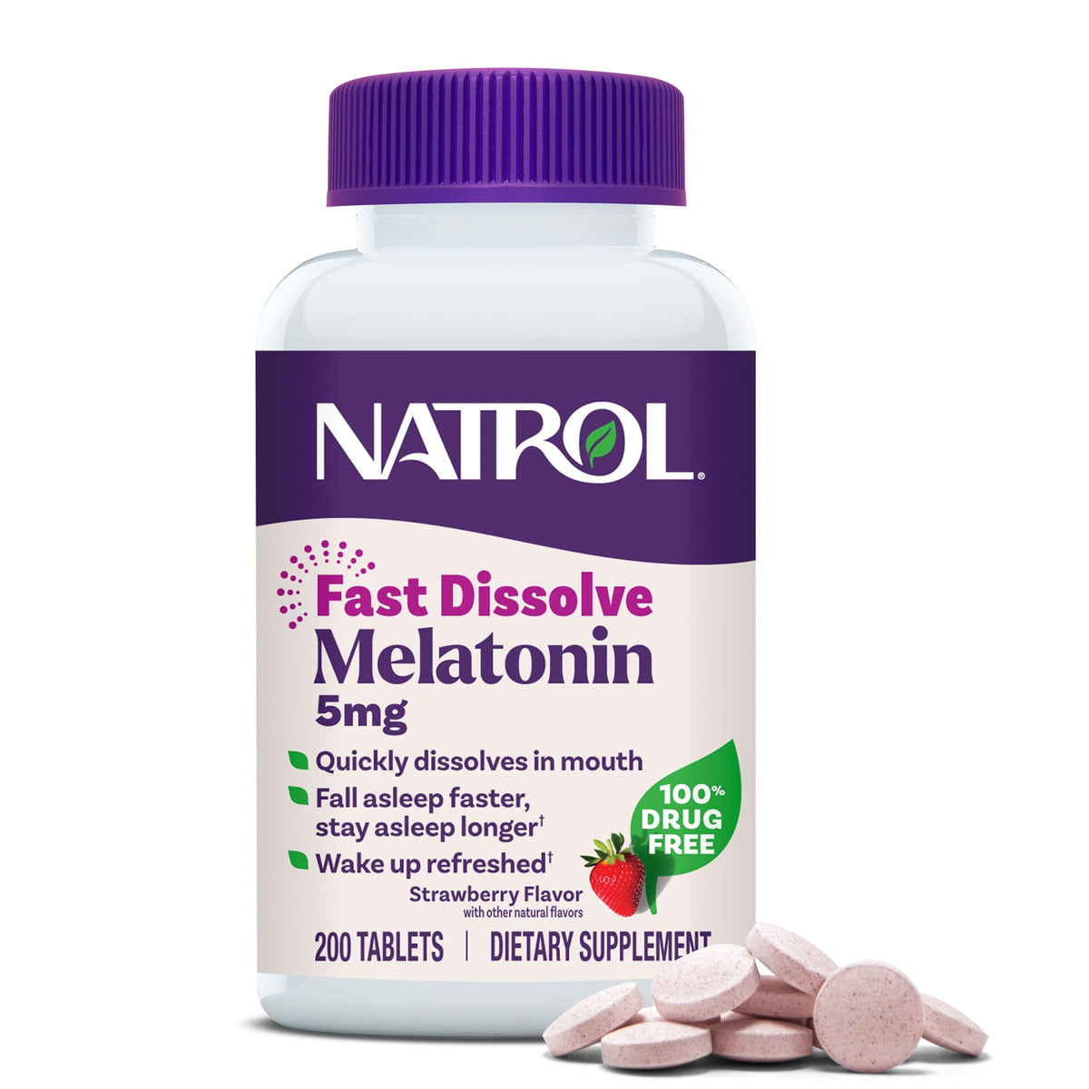 Natrol Melatonine 5 mg tablettes dissolvables saveur fraise