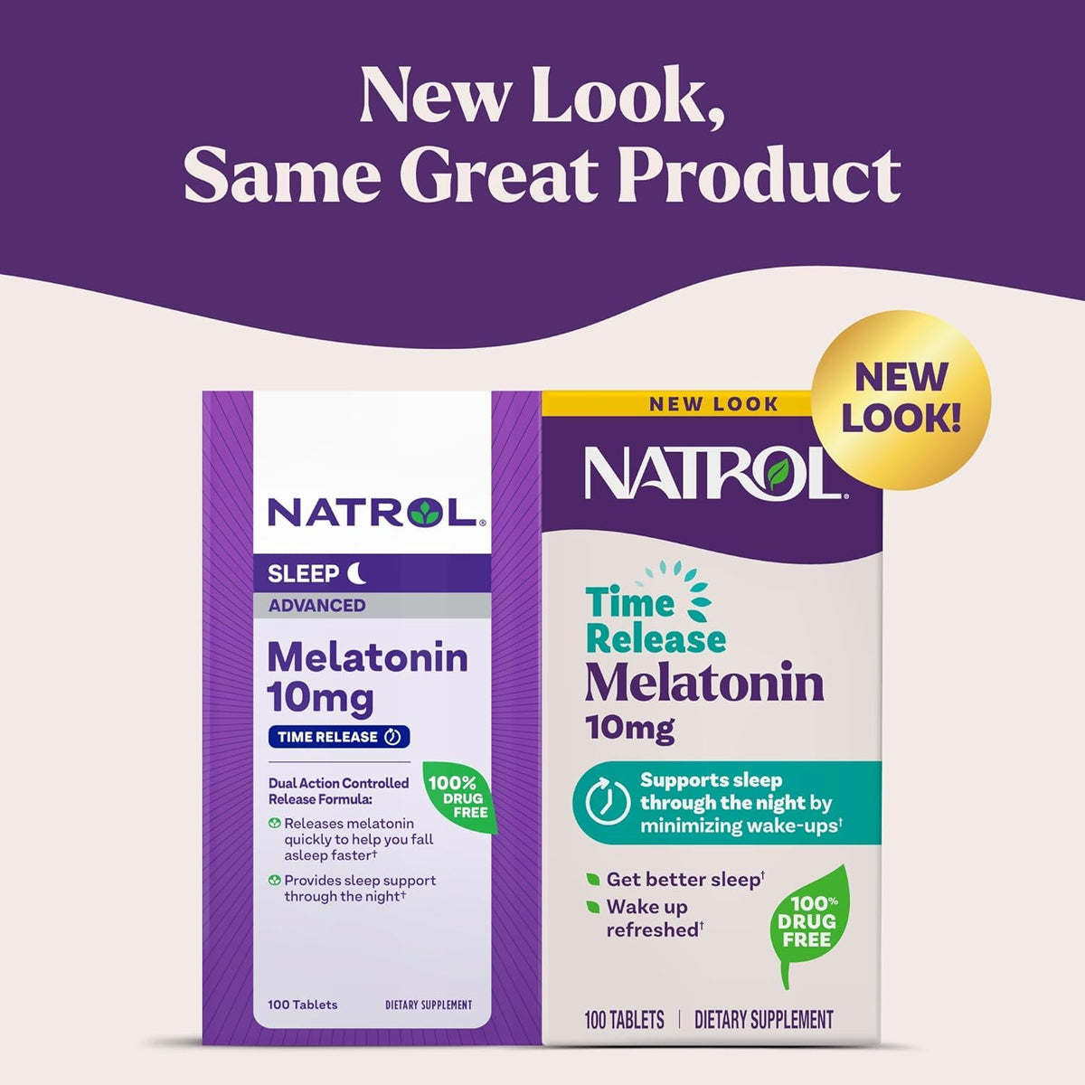 Natrol Melatonine 5mg vue de côté avec mise en scène
