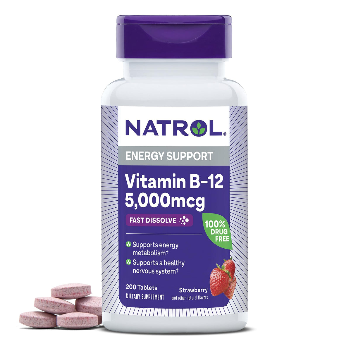 Natrol Vitamine B12 5000 mcg Fast Dissolve tablette vue de face