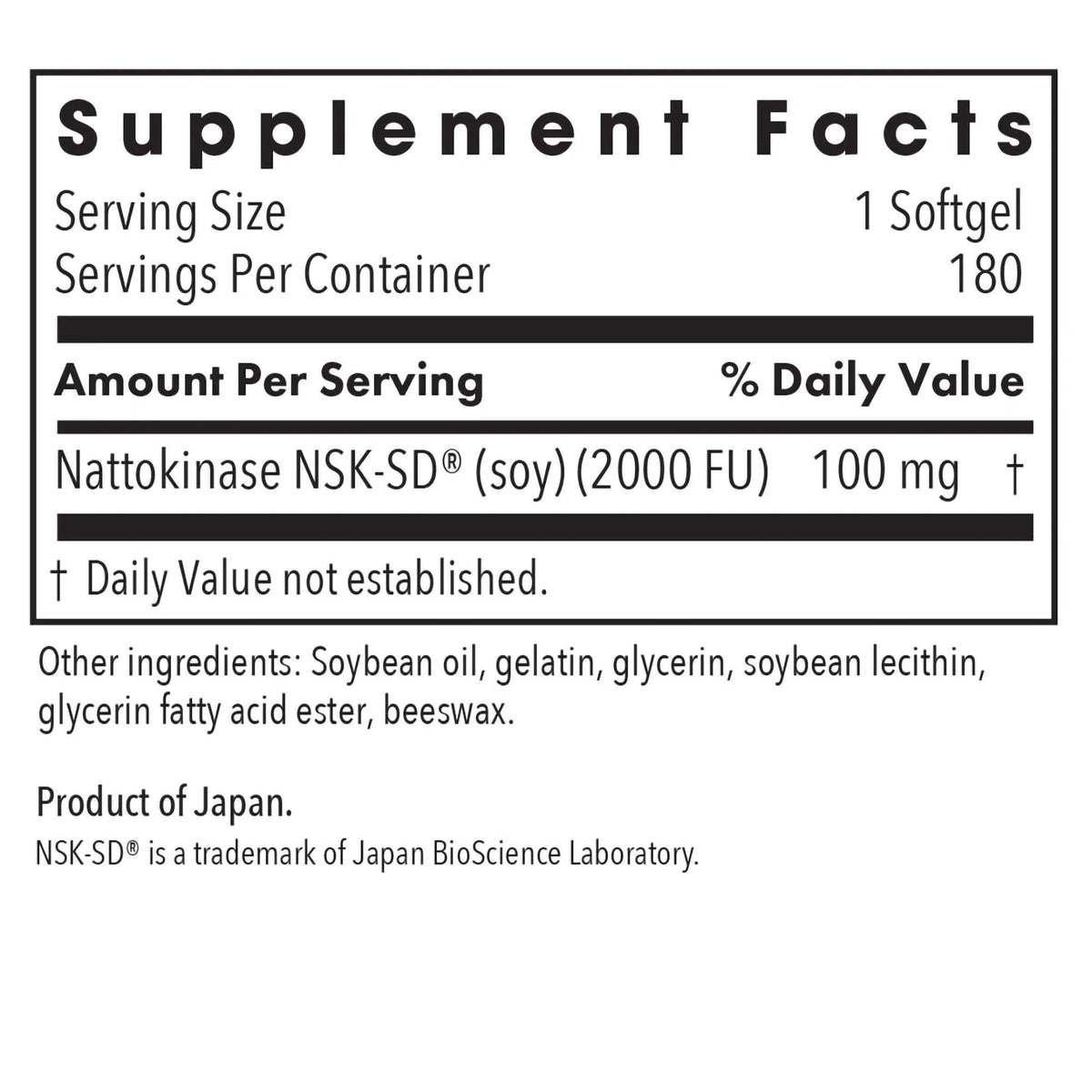 Nattokinase 100 mg, capsules molles à l'intérieur du flacon