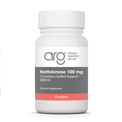 Nattokinase 100 mg d'Allergy Research Group, vue avant du flacon
