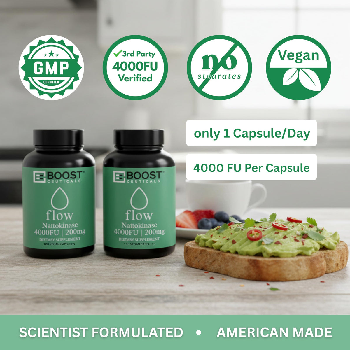 Nattokinase 200 mg 4000 FU de support, capsules dans une main