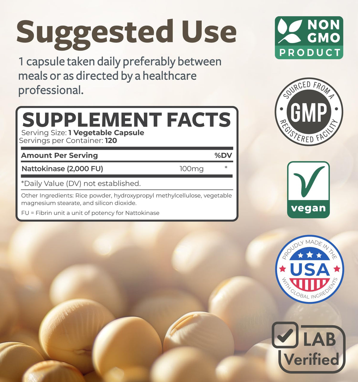 Nattokinase 2000 FU, capsules prêtes à être utilisées