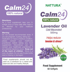 Nattura Calm Aid Gélules d'Huile de Lavande 500mg - Détails de l'emballage