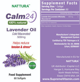 Nattura Calm Aid Gélules d'Huile de Lavande 500mg - Gélules individuelles