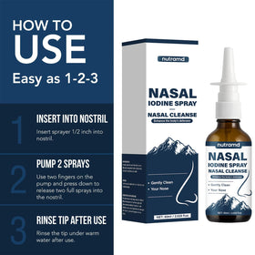Natura Derm Spray Nasal à l'Iode 60 ml avec pulvérisation démontrée