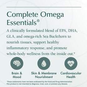 Natura Health Products Omega Essentiels gélules avec des ingrédients naturels en arrière-plan