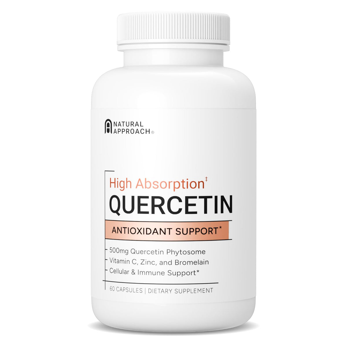 Natural Approach Quercetine 500mg avec Bromélaïne, Vitamine C et Zinc - avant