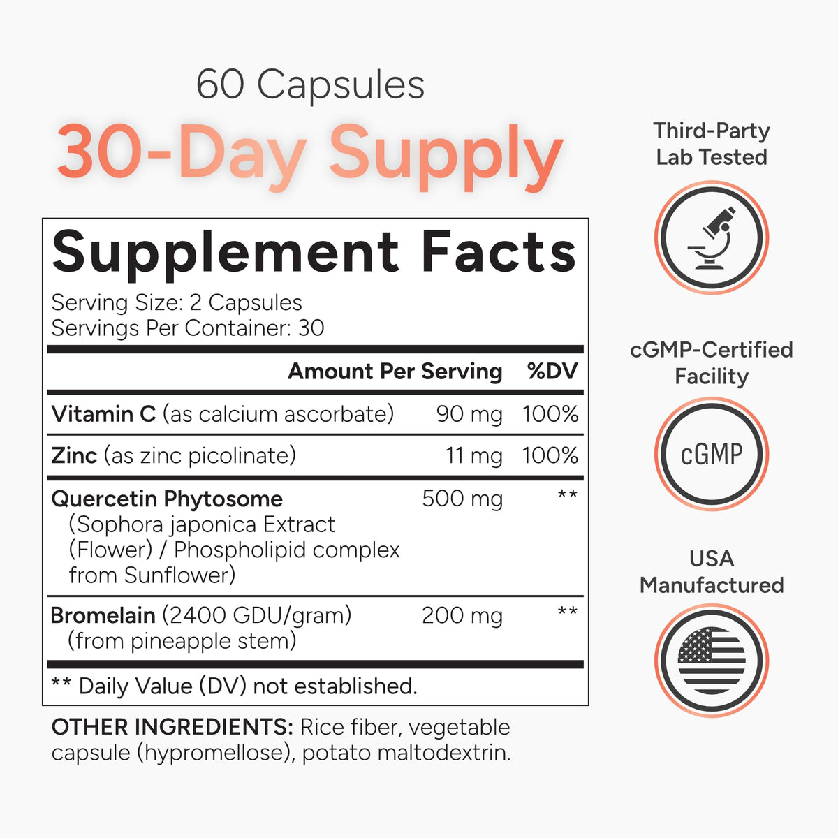 Natural Approach Quercetine 500mg - capsules sur une surface