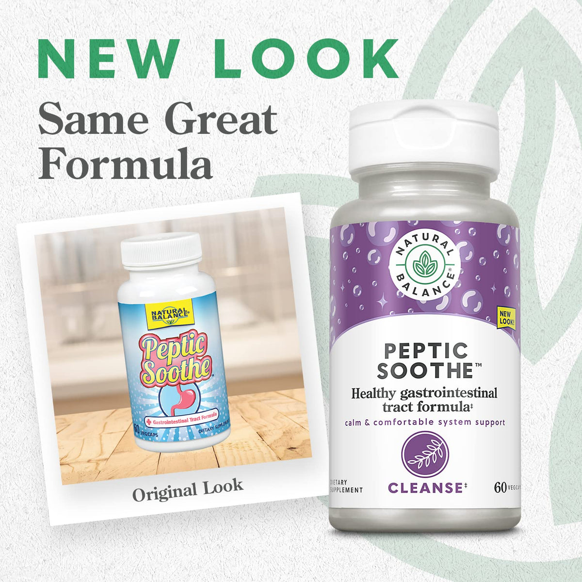 Natural Balance Peptic Soothe 60 VegCaps side view with ingredients list