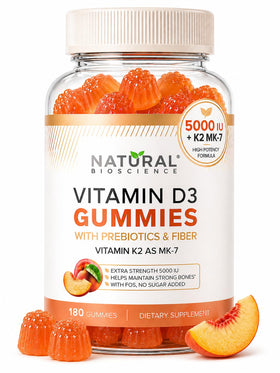Natural BioScience Gummies D3 K2 5000 IU 180 pièces, emballage avant