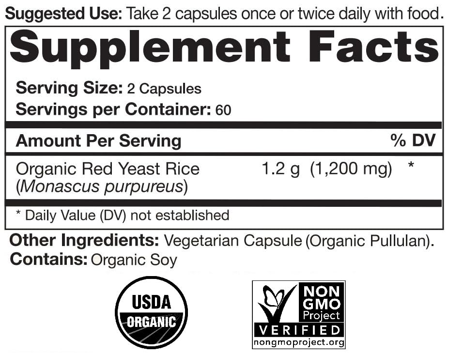 Natural Choice Botanicals Complément Alimentaire Riz Rouge Capsules avec étiquette