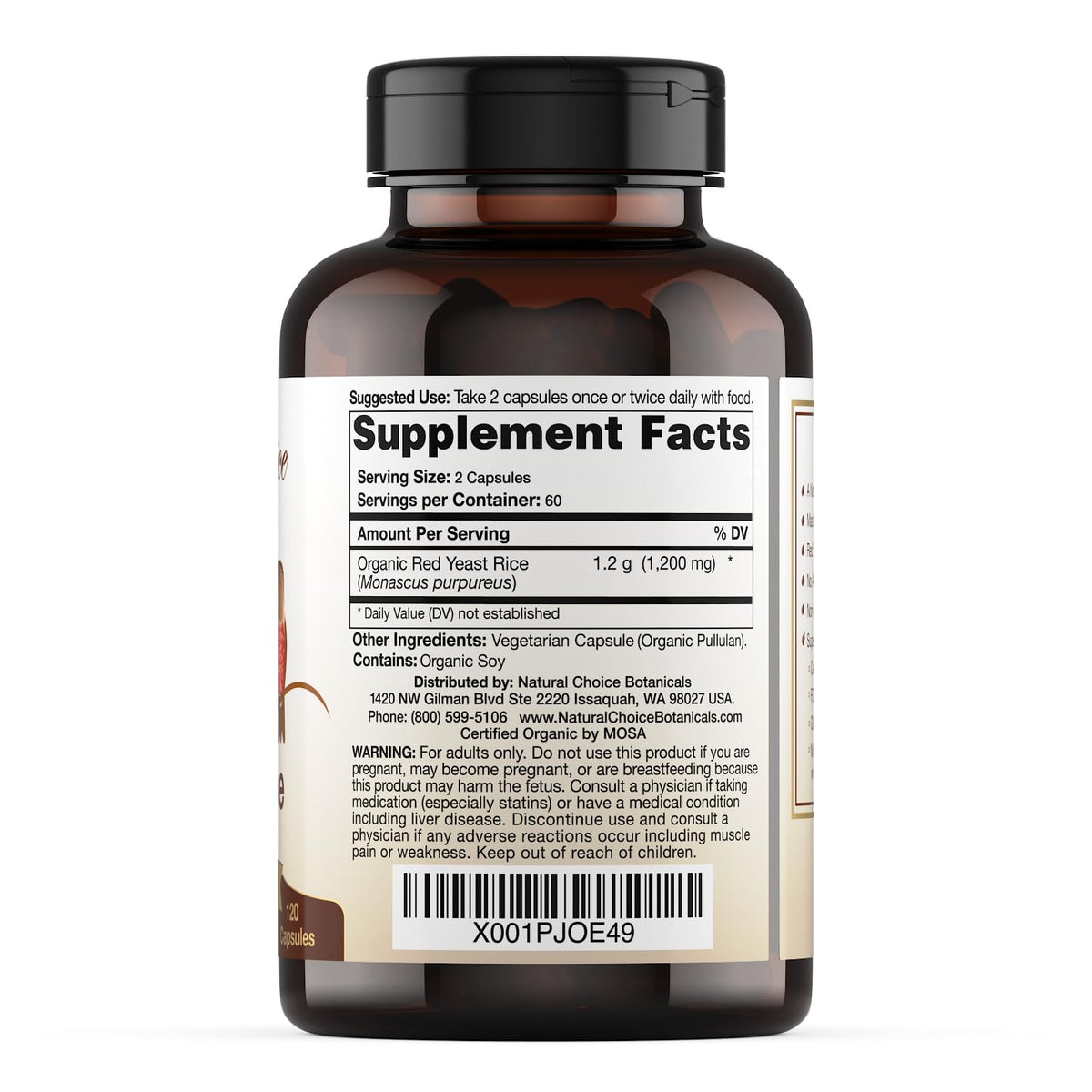 Natural Choice Botanicals Complément Alimentaire Riz Rouge Capsules avec une main