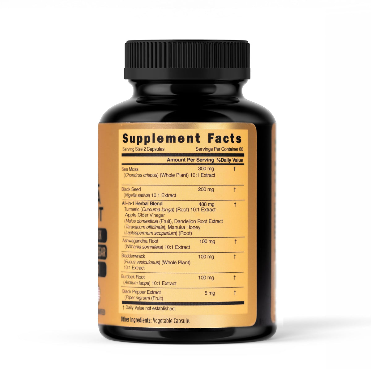 NATURAL Complément Alimentaire 120 Capsules arrière avec ingrédients
