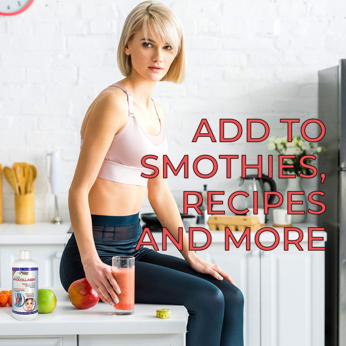 Natural Energy Vital Procollagen 16oz en usage avec smoothie