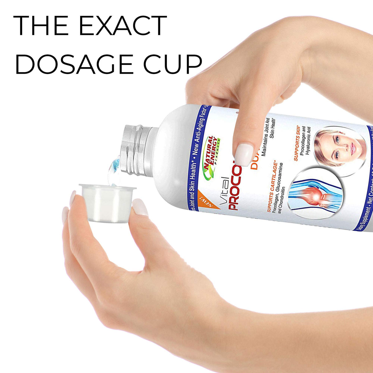 Natural Energy Vital Procollagen 16oz en verre avec boisson