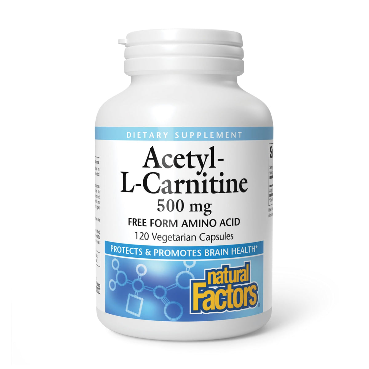Natural Factors Acétyl L-Carnitine 500 mg 120 capsules vue de face