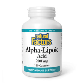 Natural Factors Acide Alpha-Lipoïque 200 mg 120 capsules vue de face