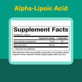 Natural Factors Acide Alpha-Lipoïque 400 mg sur une table en bois
