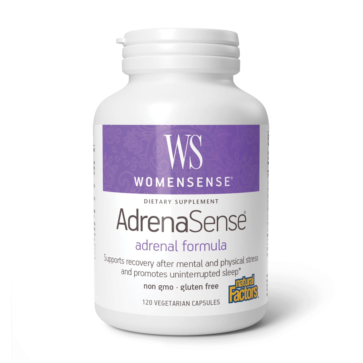 Natural Factors AdrenaSense 120 capsules végétariennes vue avant