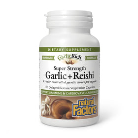 Natural Factors Ail + Reishi 120 capsules végétales vue de face