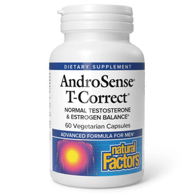 Natural Factors AndroSense T-Correct 60 Veg Caps - vue avant du flacon