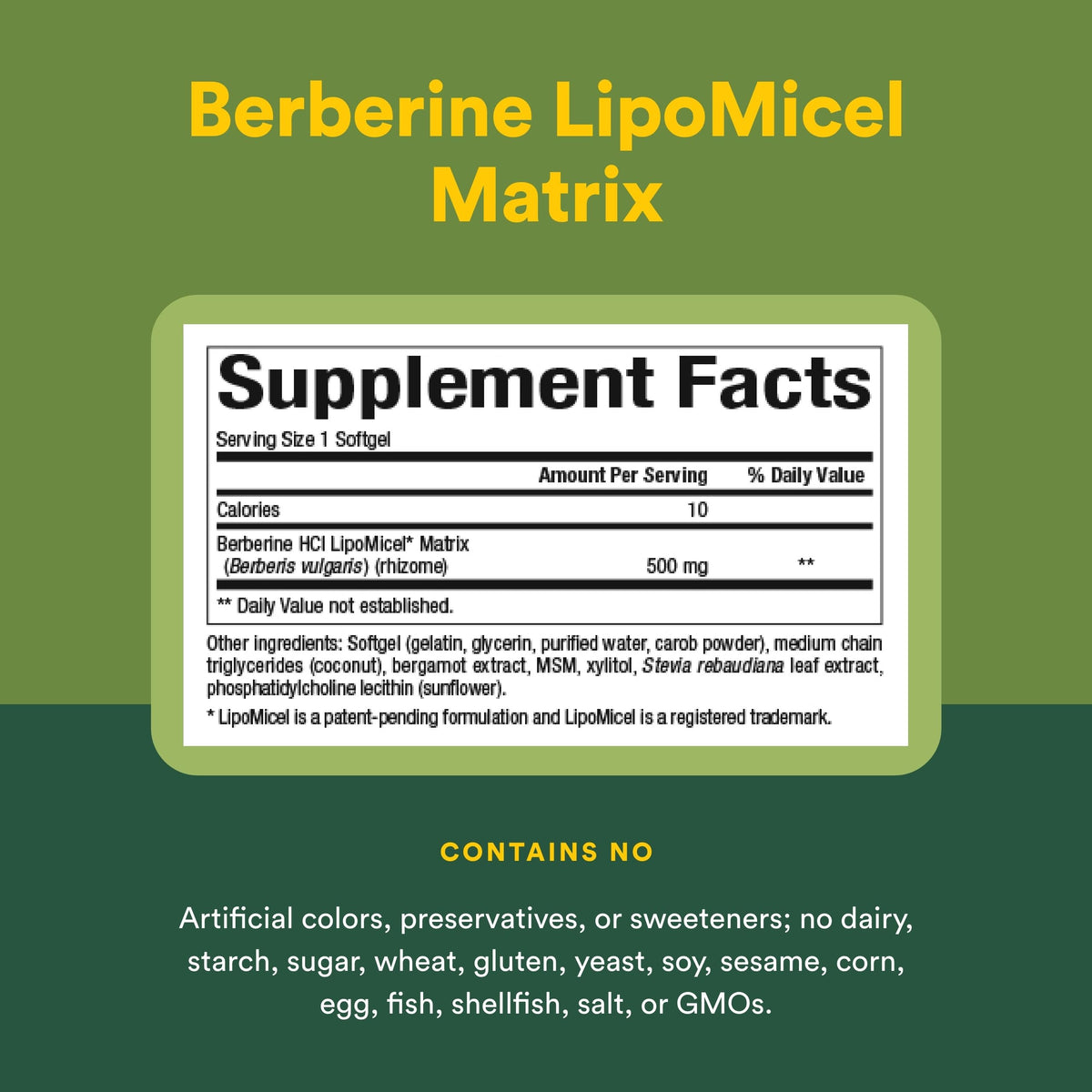 Natural Factors Berberine 500 mg gélules liquides avec gélule en détail