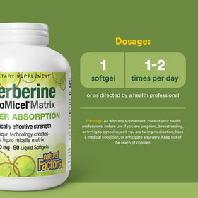 Natural Factors Berberine 500 mg gélules liquides côté de l'emballage