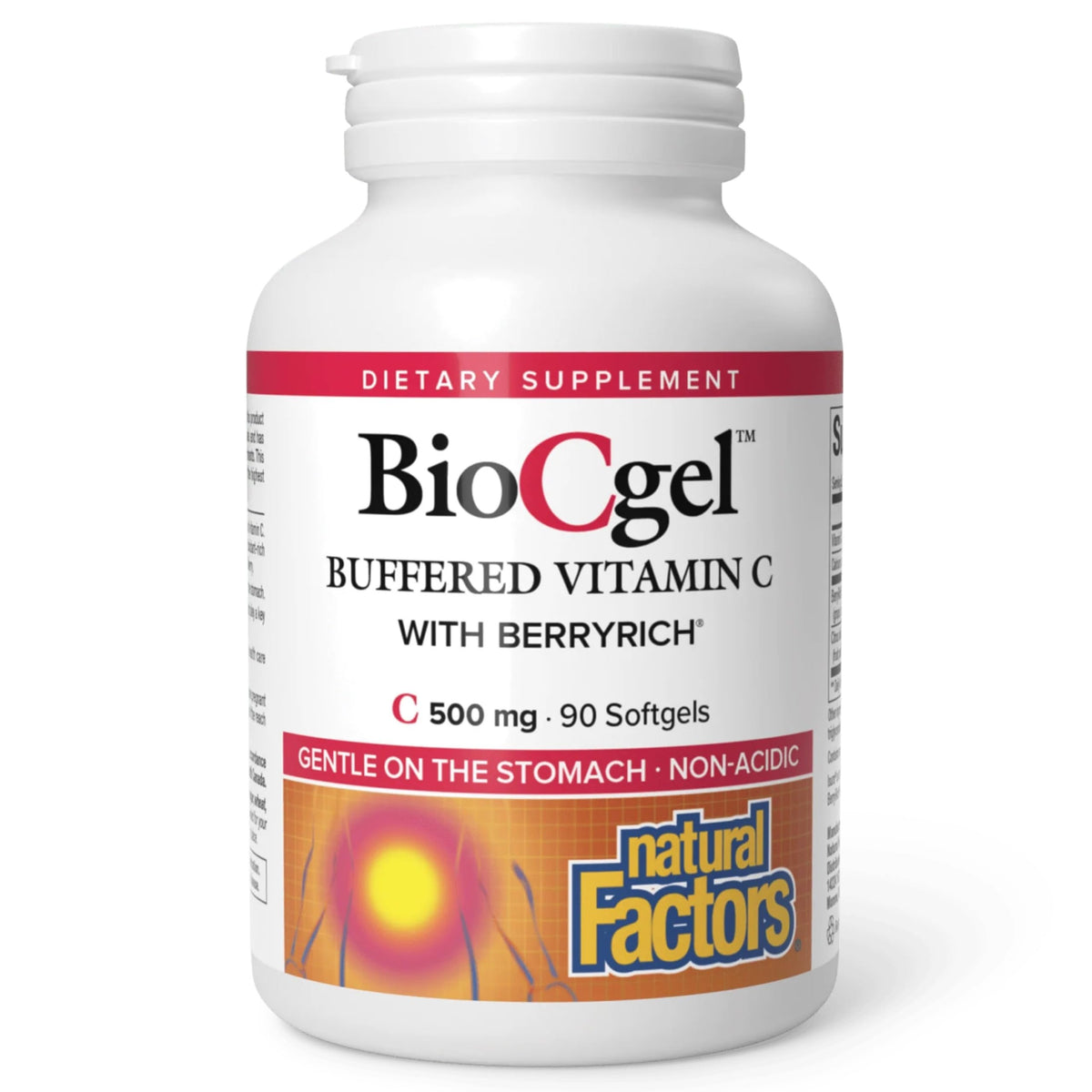 Natural Factors BioCgel Vitamine C 500 mg 90 gélules molles vue de face