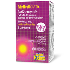 Natural Factors BioCoenzymated 5-MTHF + B12, affichage de l'étiquette