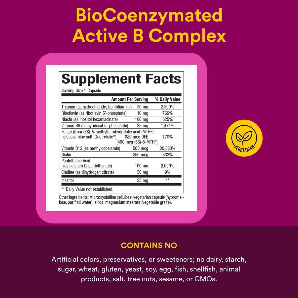 Natural Factors BioCoenzymated B Complex 60 Capsules - capsules à l'intérieur