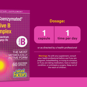 Natural Factors BioCoenzymated B Complex 60 Capsules - étiquette