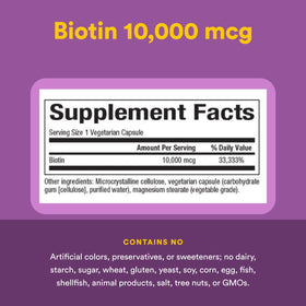 Natural Factors Biotine 10 000 mcg gélules végétales avec une gélule à côté