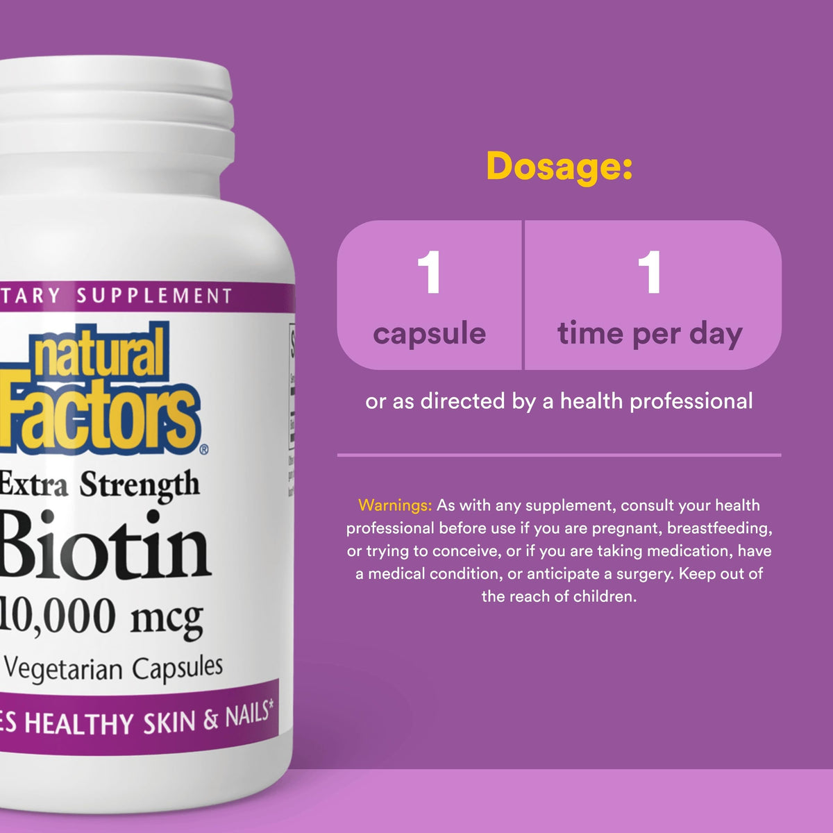 Natural Factors Biotine 10 000 mcg gélules végétales paquet ouvert