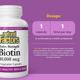 Natural Factors Biotine 10 000 mcg gélules végétales paquet ouvert