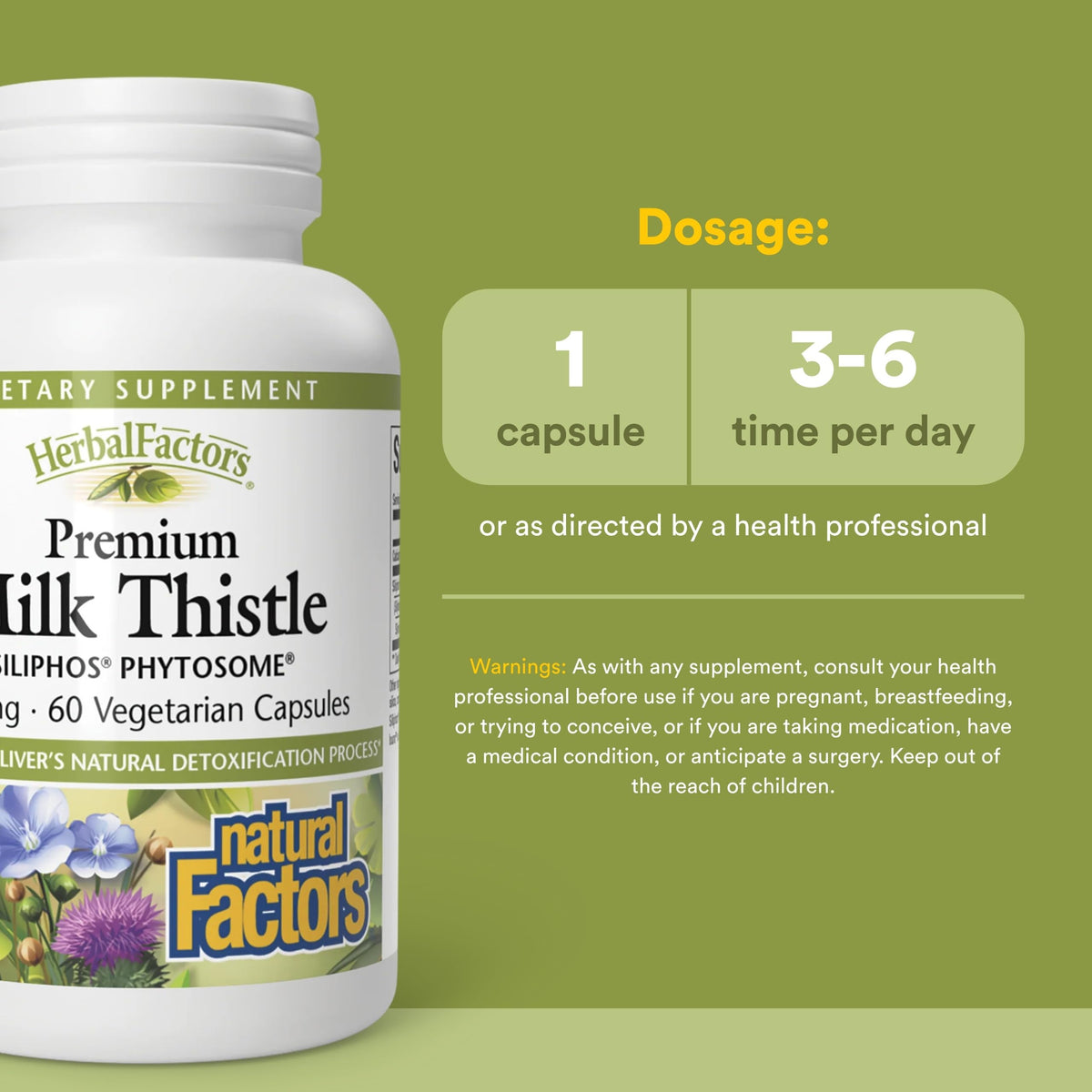 Natural Factors Chardon-Marie 60 Capsules - Capsules en gros plan